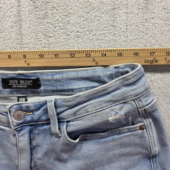 Judy Blue Jeans Womens 14W Light Wash Distressed Star Pocket Stretch JB88723 LT - Picture 7 of 10